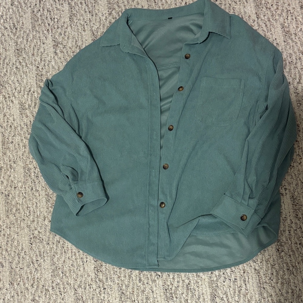 Amazon Teal Button Down Shirt for Women